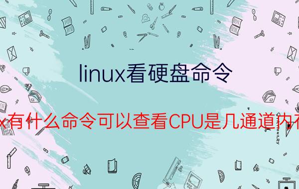 linux看硬盘命令 linux有什么命令可以查看CPU是几通道内存的？